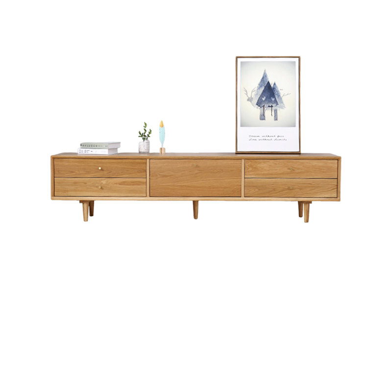 Meuble télé moderne en chêne simple, 70.86", Naturel