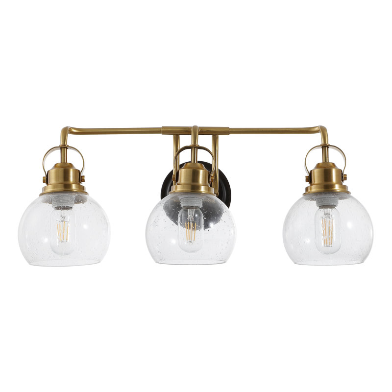 Gilbertson Metal/Seeded Glass Vanity Light, 3 Lights, Brass Gold/Oil Rubbed Bronze