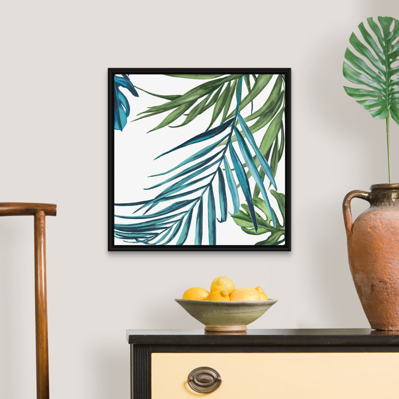 Reproduction d’art sur toile, "Palm Leaves III" par Eva watts, Cadre noir, H 22 po x l 22 po x P 1,75 po
