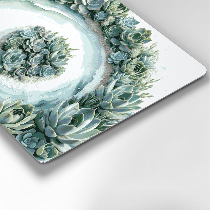 «Coastal Seaside Succulents», art mural en métal vert, H 8 po x l 10 po