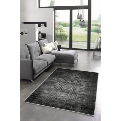 Tapis écologique, 100% polyester, 5,2 x 7,5 pi | Pois antibactérien antidérapant en PVC, hauteur de poils de 0,16 po | Lavable à la machine, impression numérique | Parfait pour le salon, la chambre à coucher et la salle à manger