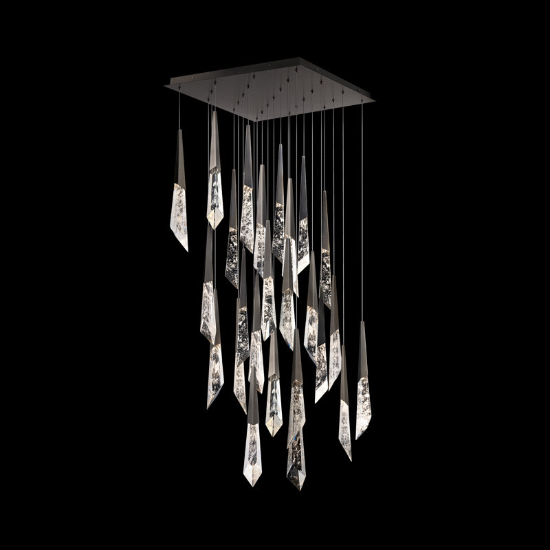 Solitude 25 Light Crystal LED Multi-Light Pendant, Antique Nickel