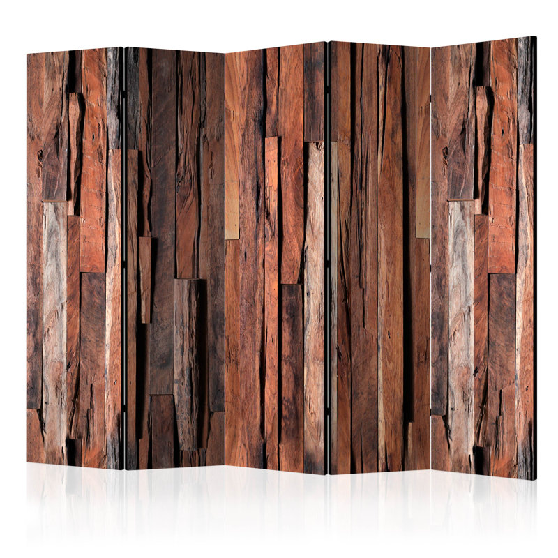 Hadijatou 225cm W x 172cm H 5 - Panel Solid Wood Folding Room Divider