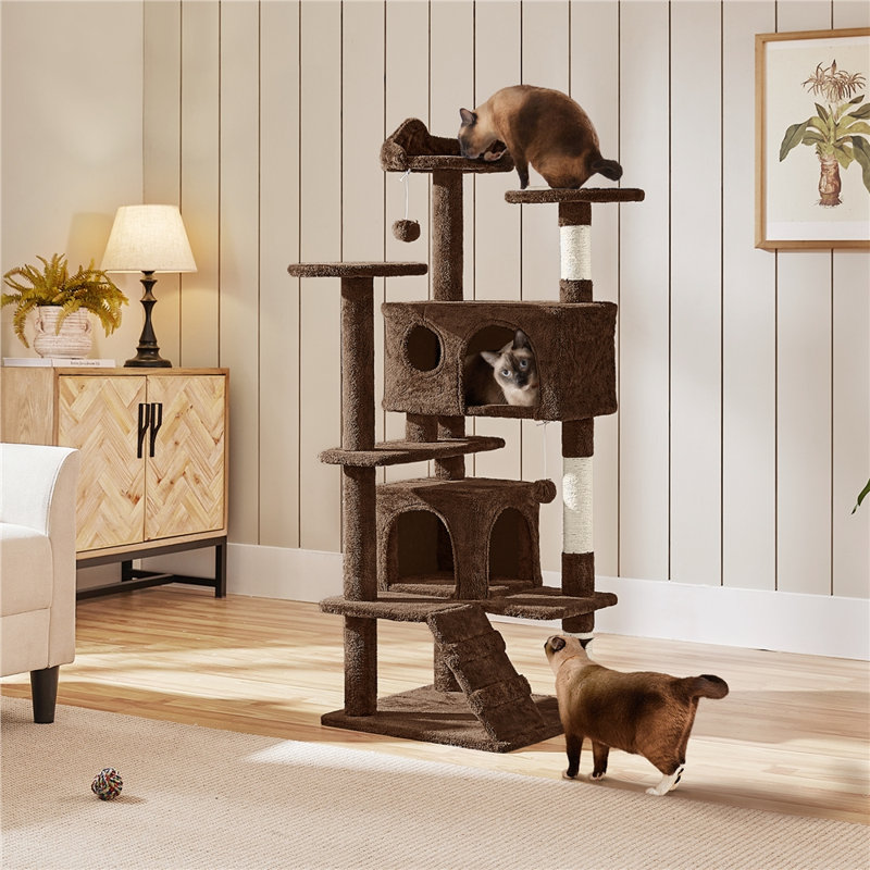 Multilevel Cat Tree Condo with Scratching Posts, Brown
