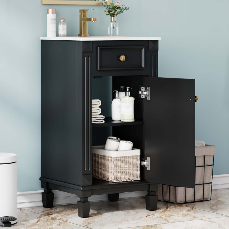 Freestanding Standard Free Standing Single Double Single Vanity Bathroom Vanity With Ceramic Top