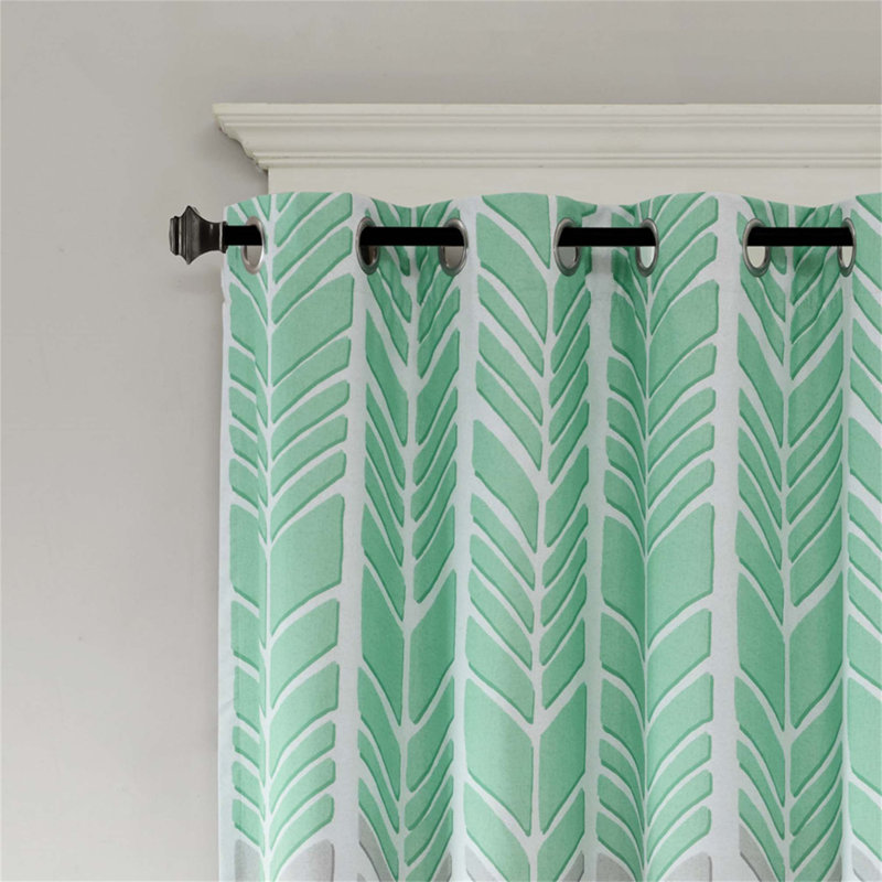 Rideau occultant en polyester Lamaar, Gris/aqua