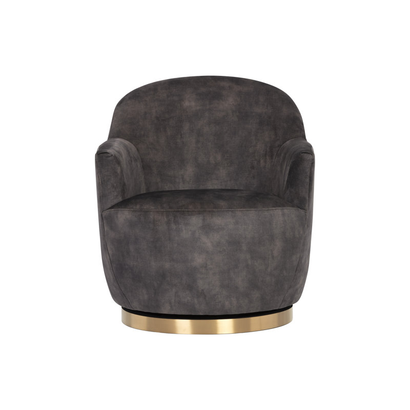Fauteuil pivotant rembourré Hudnut, Similicuir brun antique