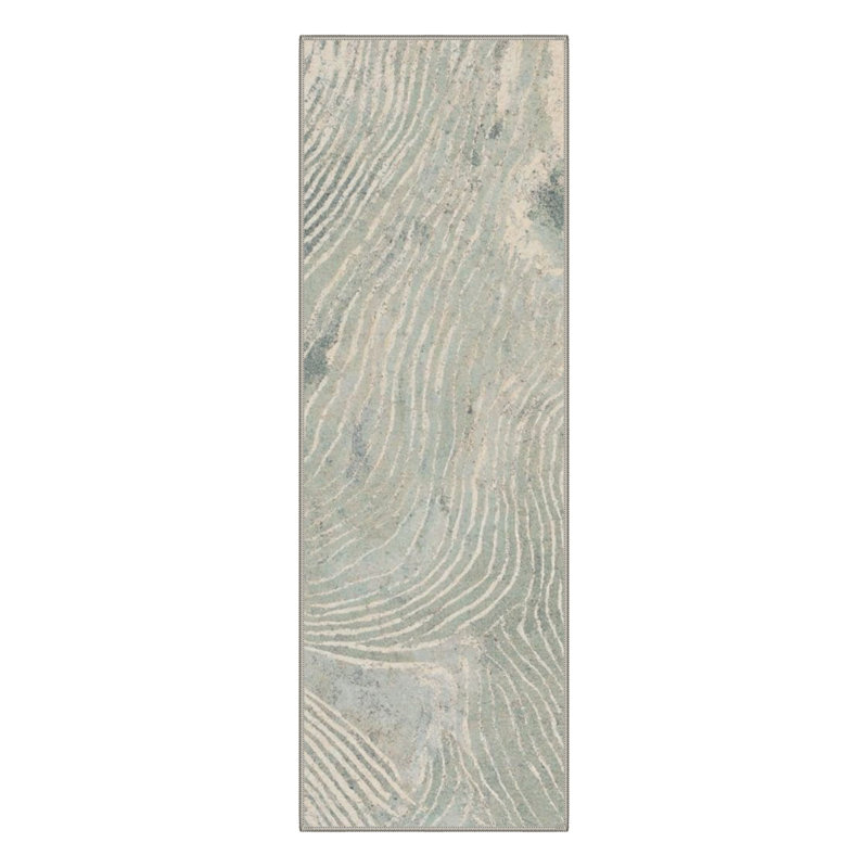 Tapis d'intérieur brun / beige lavable à la machine Patericia Waveform avec envers antidérapant, Tapis de couloir 2 pi x 6 pi