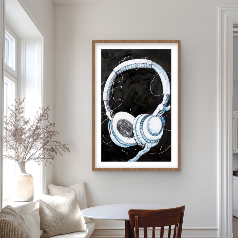 Écouteurs - imprimé mat musical encadré bleu | Décoration intérieure