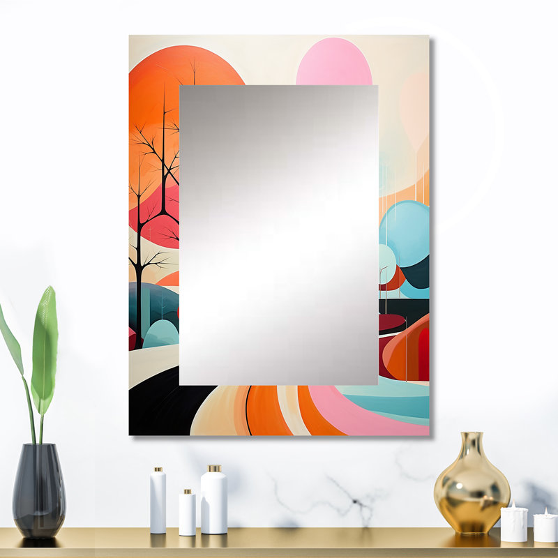 Colourful Mid Century Abstract Landscapes - Mid-Century Wall Mirror, 32" x 24"