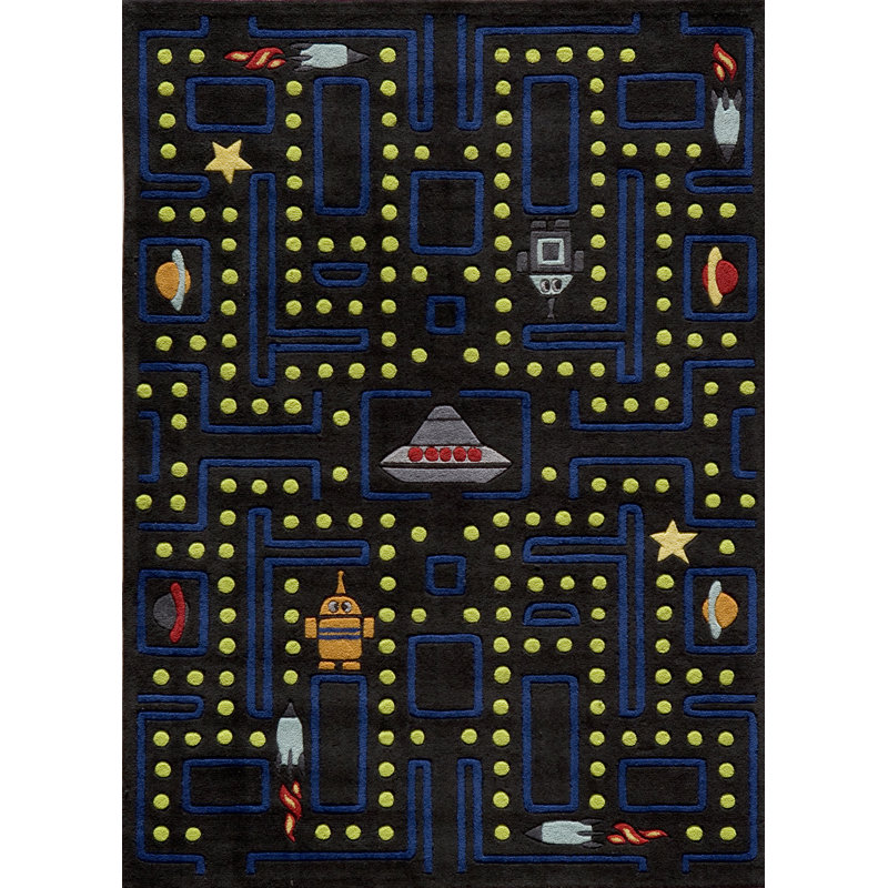 Tapis noir touffeté à la main Damore, Rectangle 4 pi x 6 pi