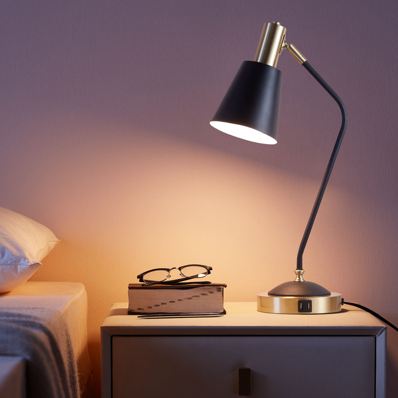 Dimmable Table Lamp With Usb And Touch Control, Black/Gold