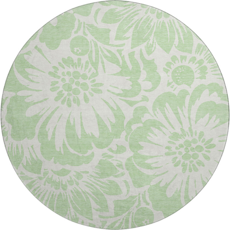 Premium Machine Washable Cerrito AMF551 Mint Rug, Round 8'