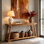 Console en bois massif de 63 pouces de long, canapé étroit à 2 niveaux pour le salon et le vestibule