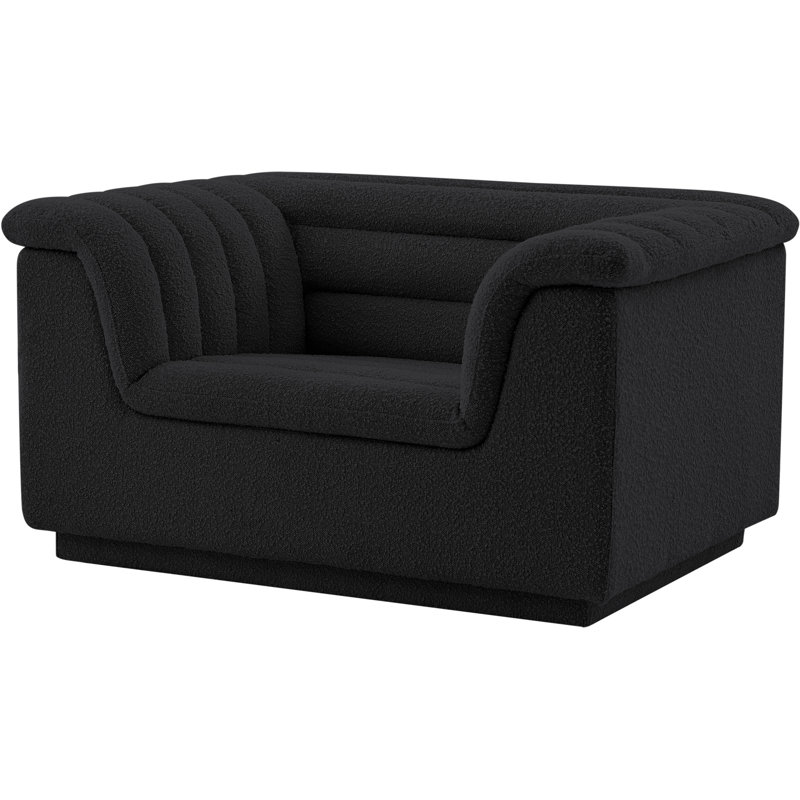 Honorio 50" W Boucle Fabric Chair, Black Boucle Fabric