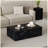 39.3" Black Marble Texture MDF Coffee Table, Luxurious Rectangular Living Room Table