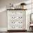 Farmhouse Dresser With 5 Drawers, Two-tone Finish, Columns Desgin And Elegant Handles