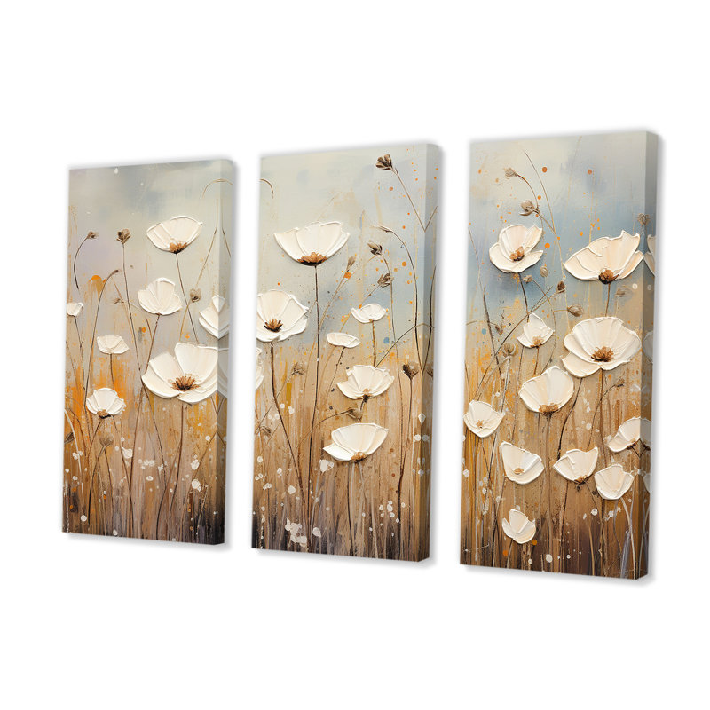 «Beige Wildflowers Garden Whispers III - Wildflowers», ensemble de reproduction d'art mural, H 40 po x l 60 po x P 1 po