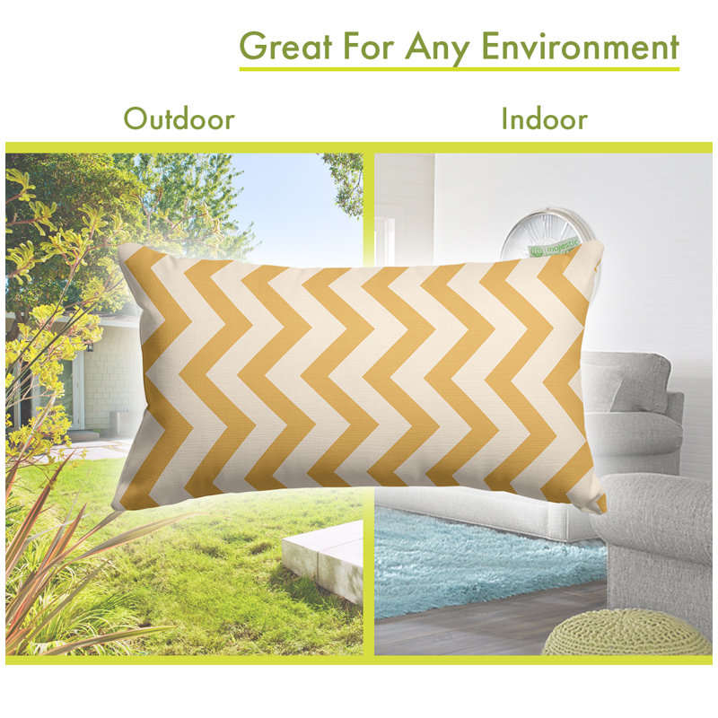 Yellow Chevron Pattern Indoor/Outdoor Rectangular Throw Pillow