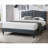 Curved Silhouette Upholstered Queen Platform Bed, Charcoal Burlap With Nailhead Trim, No Box Spring Required For Bedroom