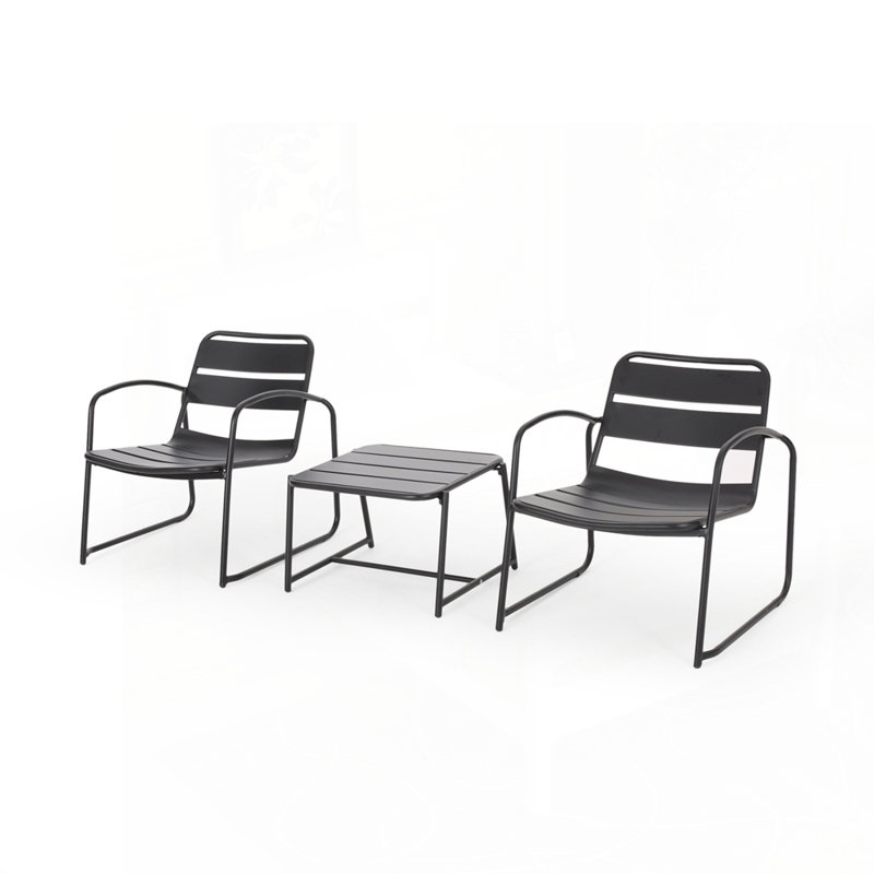 Charming Patio Table and Chairs Set for Ultimate Relaxation, Matte Black
