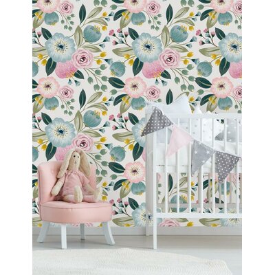 Rosalind Wheeler Stalham Peel & Stick Floral Roll | Wayfair