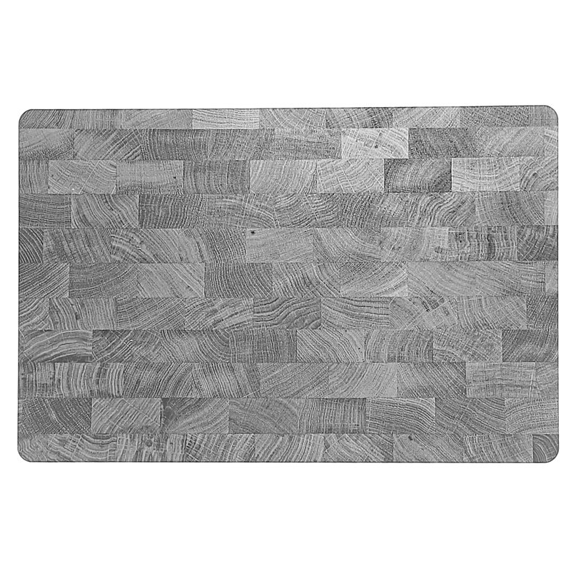 Ensemble de 12 napperons en bois avec imprimé liège, Gris / Noir