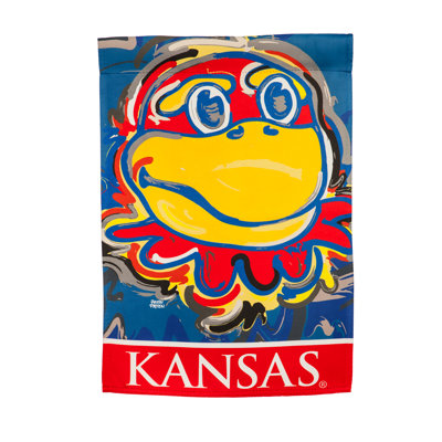 Drapeau de jardin en polyester 18 po x 13 po University of Kansas