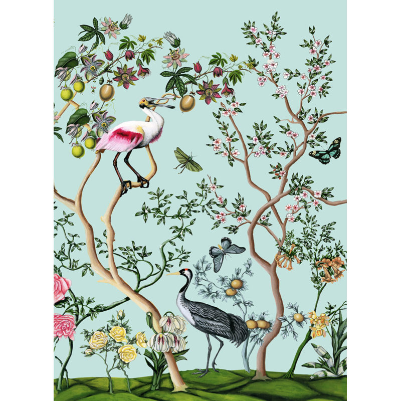 «Bird and Branch Chinois 2» par Thicket Design - reproduction de photo sur toile, H 32 po x l 24 po