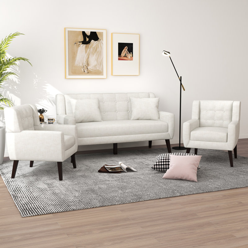 Jaqueze 3 Piece Sofa Set, Beige