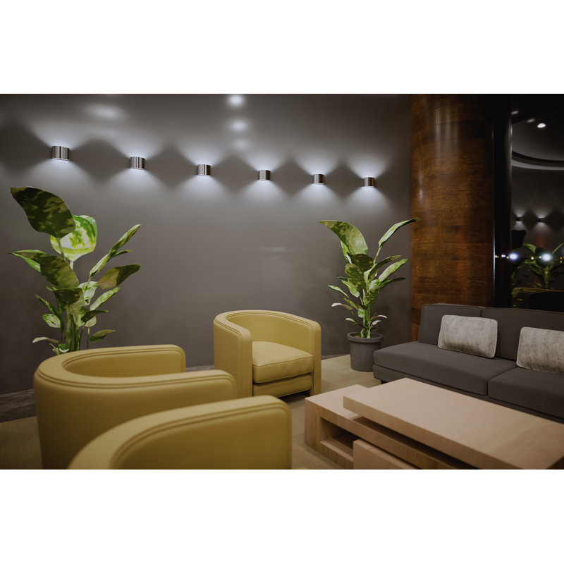 Encore LED Flush Mounted Sconce, Brushed Chrome Outer/White Inner