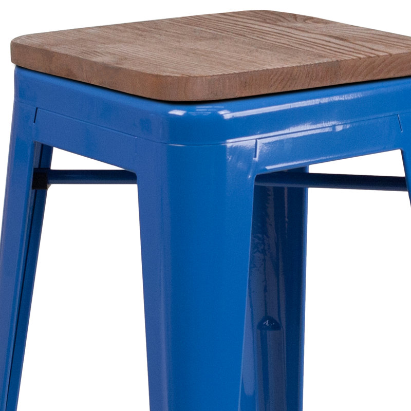 Tabouret à hauteur de comptoir 24 po Gladus, bleu, 1, Tabouret de bar (assise de 30 po de hauteur)