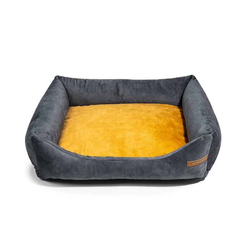 Orthopedic Memory Foam Pet Bed, 20cm H x 85cm W x 105cm D, Graphite/Yellow