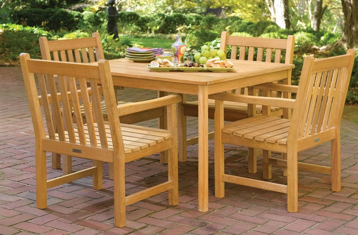 Classic Outdoor Square Teak Dining Table, Natural