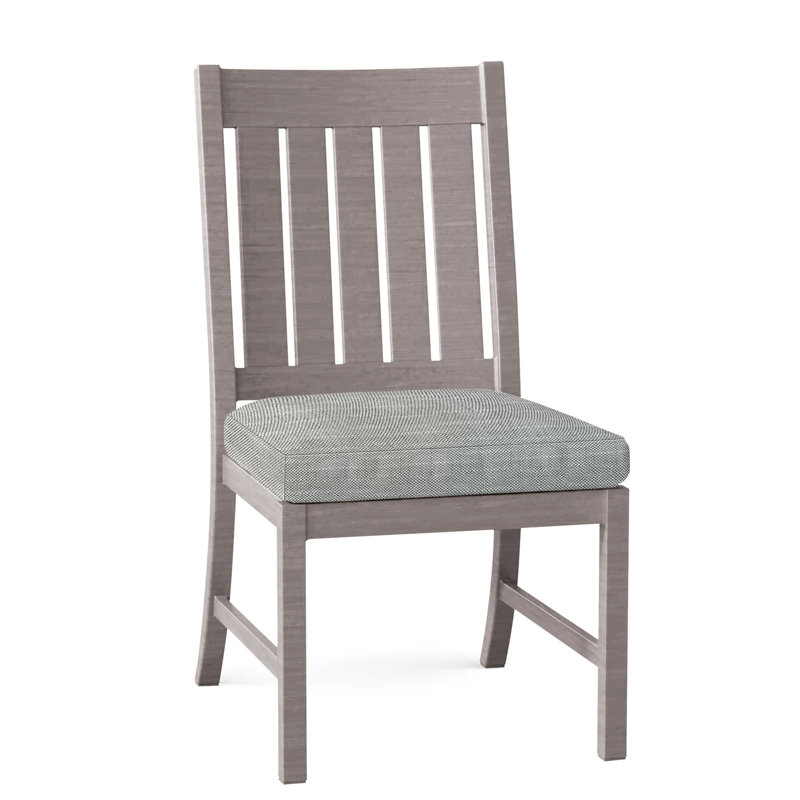 Club Patio Dining Side Chair with Cushions, No Welt, Oyster, Rollo Silver