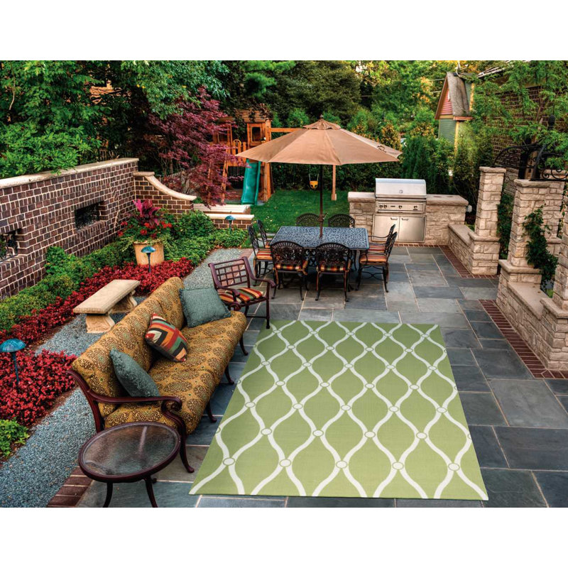 Tapis vert moderne Dian, Rectangle 7 pi 9 po x 10 pi 10 po