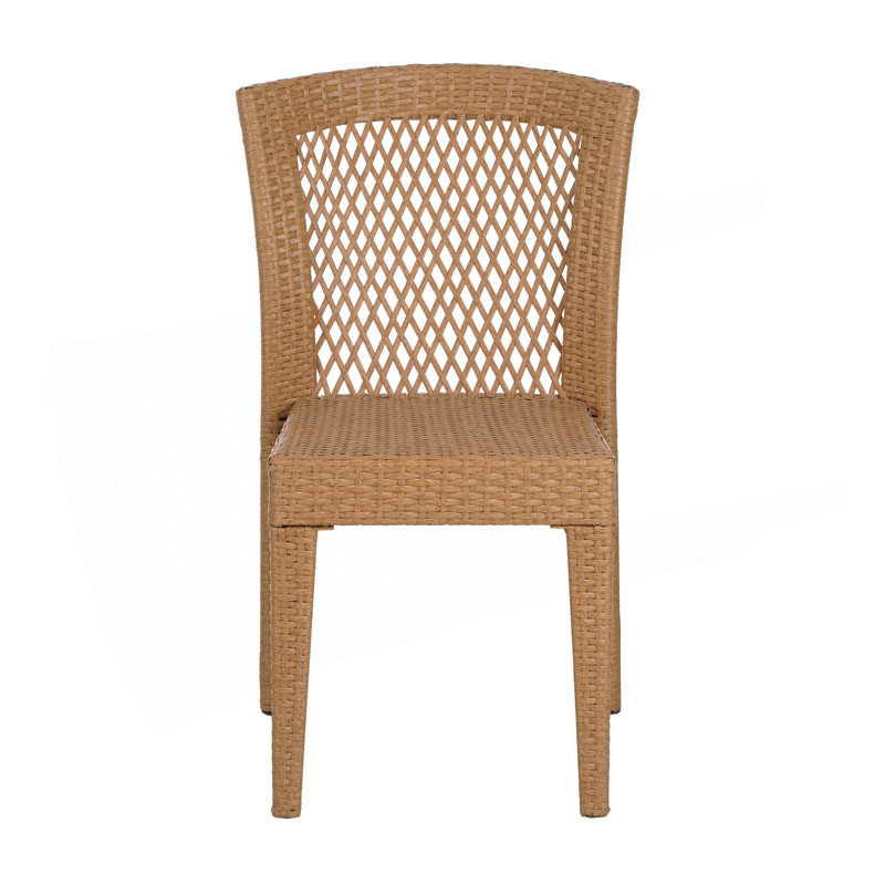 Chaises d'extérieur polyvalentes empilables avec matériaux durables et design élégant, ensemble de 2, Marron clair