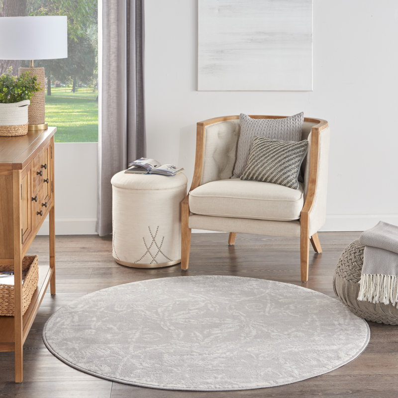 Floral Area Rug, Round 8'