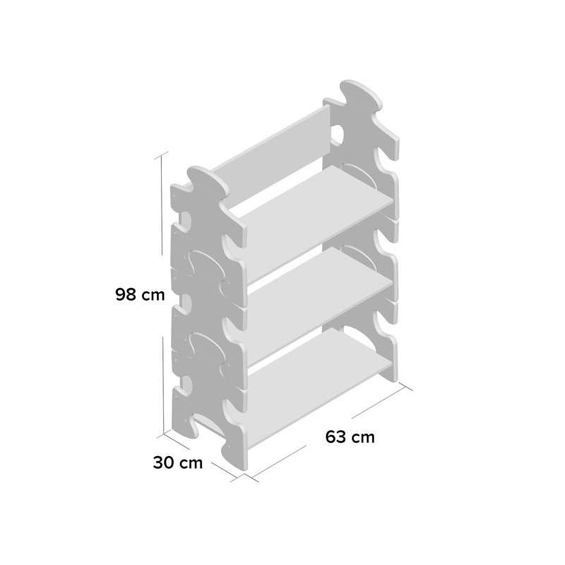Puzzle Wooden Bookshelf, Primary