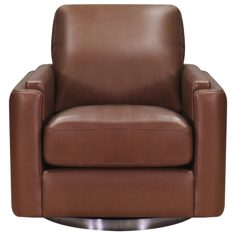 Fauteuil pivotant en cuir Fleishman, Cuir véritable gris glace Fleishman