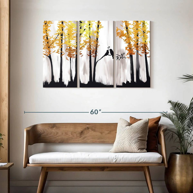 Alvord Golden Forest Birds, H 28 po x l 45 po