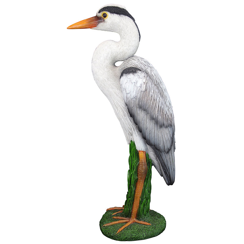 Gray Heron Coastal Resin Bird Statue