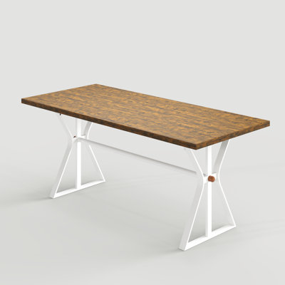 Jerry 70.9'' Rectangle Farmhouse Dining Table With Strong Metal Frame For 6-8