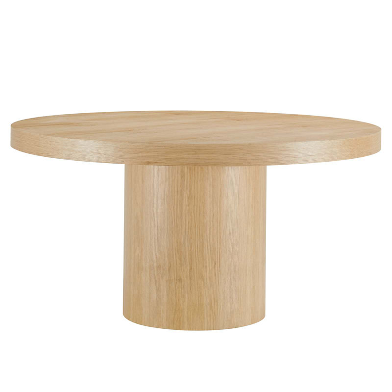 Sleek Oak 60" Round Wood Grain Dining Table for Six