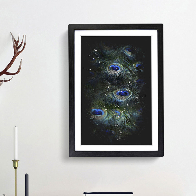 The Feathers of a Peacock - Framed Print, Black Framed, 33cm H x 24cm W x 2cm D