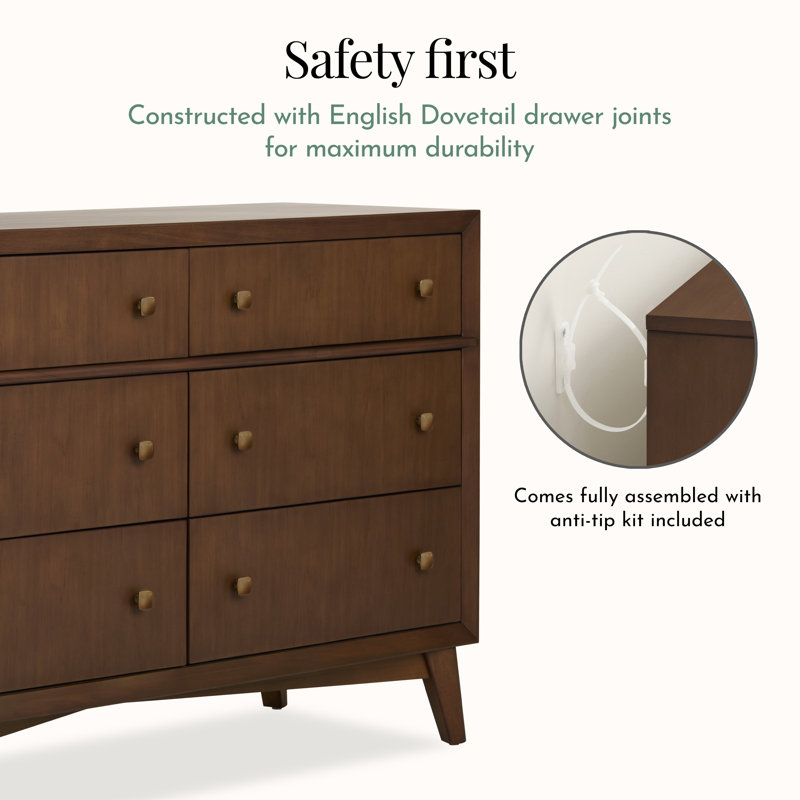 Evolur Loft Antilia Mid-Century Double Dresser, Walnut