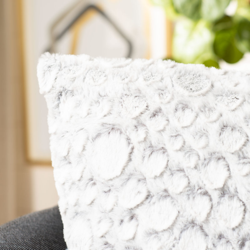 Gray Faux Fur Animal Skin Square Accent Pillow Set