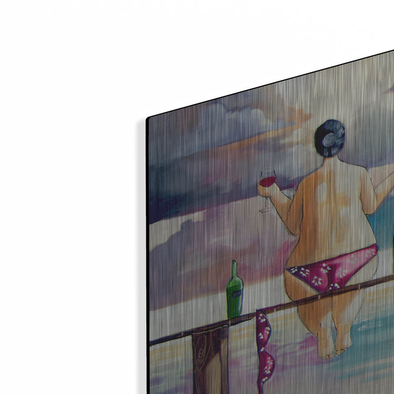 Art mural en métal Rosecliff Heights «On The Jetty II» par Ronald West, H 16 po x l 48 po