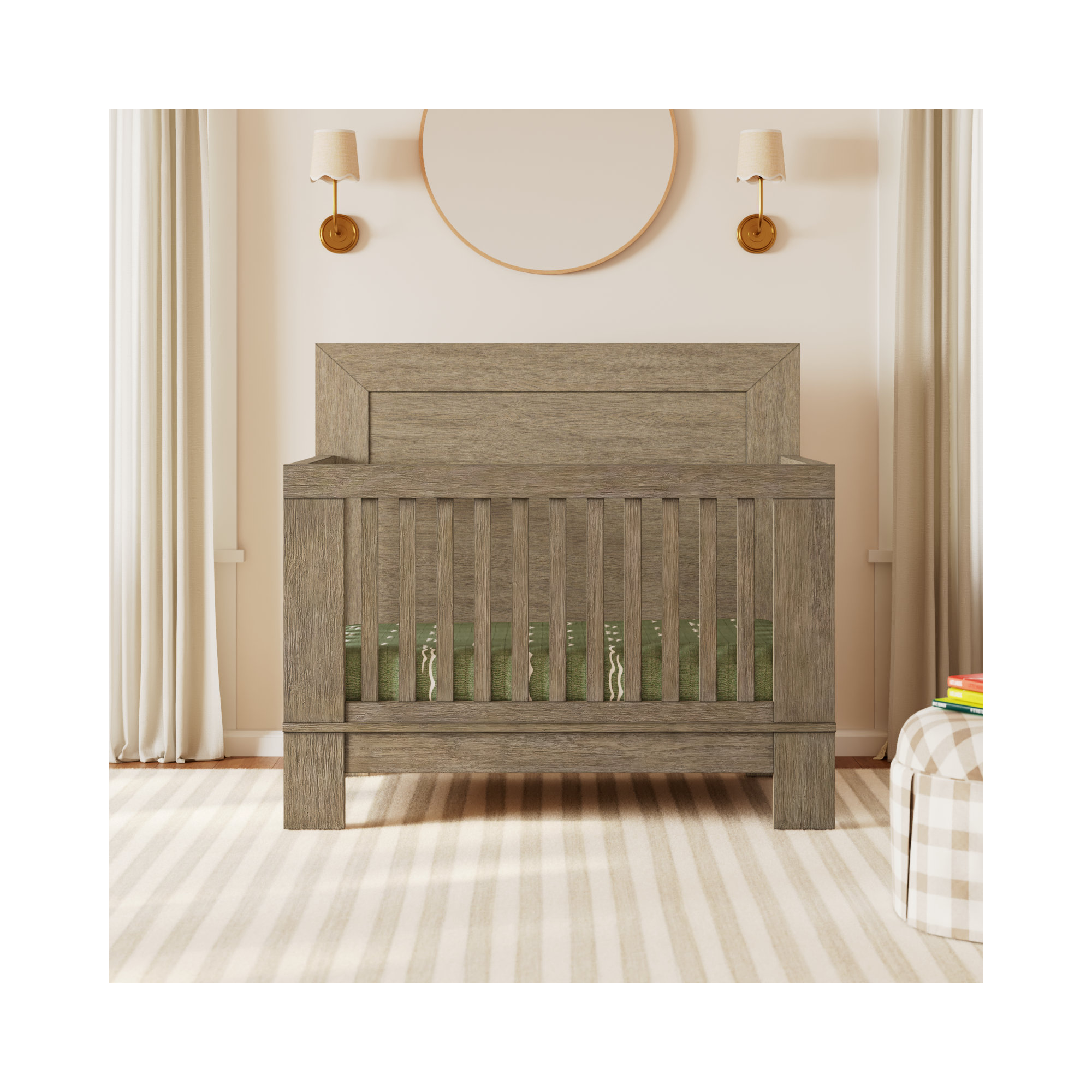 Albie 56" Wide Convertible Crib, Sandstone