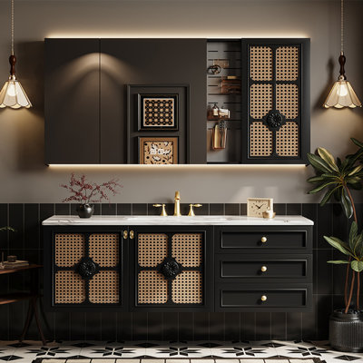 Romantic French style bathroom cabinet retro